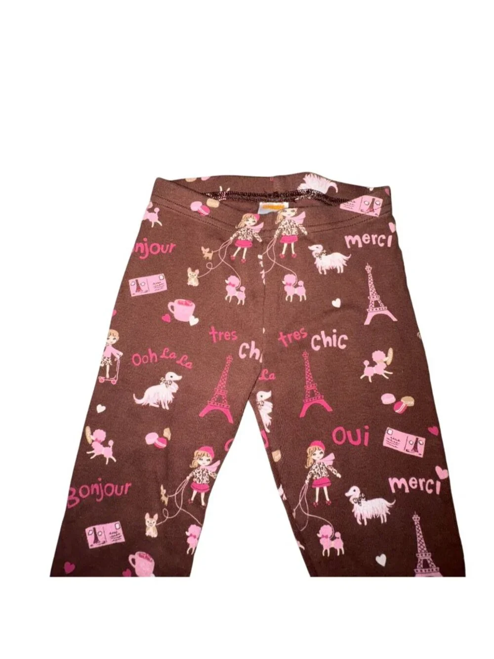 Gymboree Paris Themed Leggings-Brown/Pink-Size 4-GUC